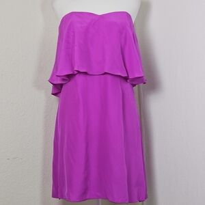 Alice & Trixie Hot Pink Strapless Ruffle Silk Dress Size M NWT $326